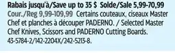 Canadian Tire Selected Master Chef Knives, Scissors and PADERNO Cutting Boards offer