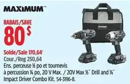 Canadian Tire MAXIMUM 20V Max 1⁄2˝ Drill and 1⁄4˝ Impact Driver Combo Kit offer