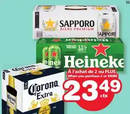 Marches Tradition CORONA EXTRA, HEINEKEN (12 x 330 mL), SAPPORO (12 x 355 mL) BEER offer