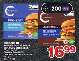 Marches Tradition COMPLIMENTS FROZEN SMASHED CHICKEN OR BEEF BURGERS offer