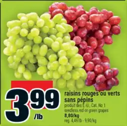 Super C raisins rouges ou verts sans pépins | seedless red or green grapes offer