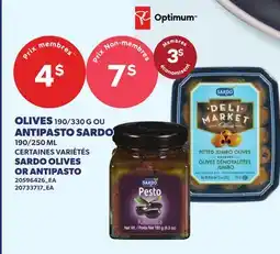 Provigo OLIVES, 190/330 G ANTIPASTO SARDO, 190/250 ML | SARDO OLIVES OR ANTIPASTO offer