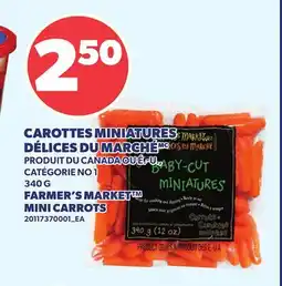 Provigo CAROTTES MINIATURES DÉLICES DU MARCHÉ, 340 G | FARMER'S MARKET MINI CARROTS offer