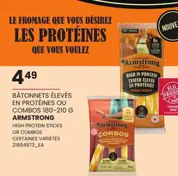 Provigo BÂTONNETS ÉLEVÉS EN PROTÉINES OU COMBOS, 180-210 G ARMSTRONG | HIGH PROTEIN STICKS OR COMBOS offer