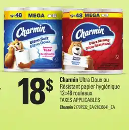 Provigo CHARMIN ULTRA DOUX OU RÉSISTANT PAPIER HYGIÉNIQUE, 12=48 ROULEAUX offer