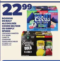Provigo BOISSON DE MALT ALCOOLISÉE COORS SELTZER OU SIMPLY SPIKED offer