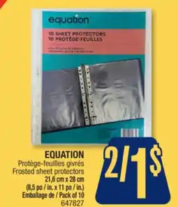 Jean Coutu EQUATION Frosted sheet protectors offer