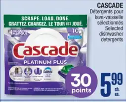 Jean Coutu CASCADE Selected dishwasher detergents offer