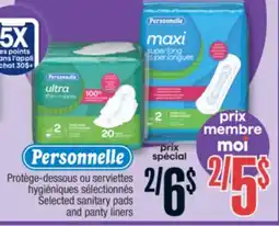 Jean Coutu PERSONNELLE Selected sanitary pads and panty liners offer