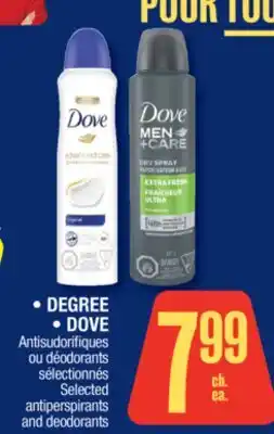 Jean Coutu DEGREE, DOVE Selected antiperspirants and deodorants offer