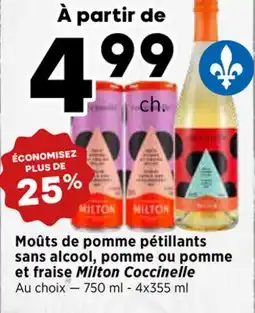 Val-Mont Moûts de pomme pétillants sans alcool, pomme ou pomme et fraise Milton Coccinelle offer