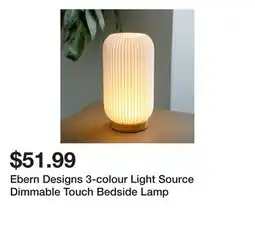 Wayfair Ebern Designs 3-colour Light Source Dimmable Touch Bedside Lamp offer