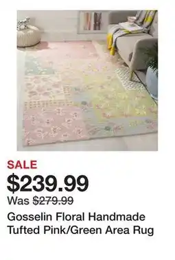 Wayfair Gosselin Floral Handmade Tufted Pink/Green Area Rug offer