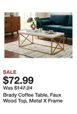 Wayfair Brady Coffee Table, Faux Wood Top, Metal X Frame offer