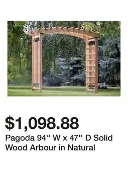 Wayfair Pagoda 94'' W x 47'' D Solid Wood Arbour in Natural offer