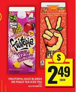 Food Basics FRUITOPIA JUICE BLENDS OR PEACE TEA ICED TEA offer