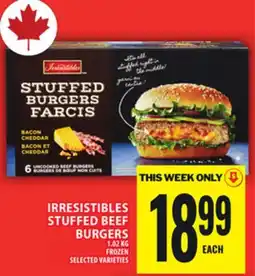 Food Basics IRRESISTIBLES STUFFED BEEF BURGERS offer