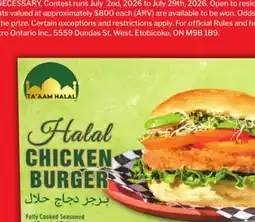 Food Basics TA'AAM HALAL Halal Chicken Burger offer