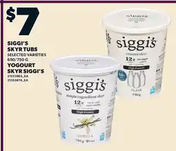 Valu-mart YOGOURT SKYR SIGGI'S, 650/750 G offer