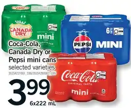 Fortinos COCA-COLA, CANADA DRY OR PEPSI MINI CANS offer