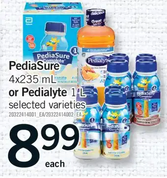 Fortinos PEDIASURE, 4X235 ML OR PEDIALYTE, 1 L offer