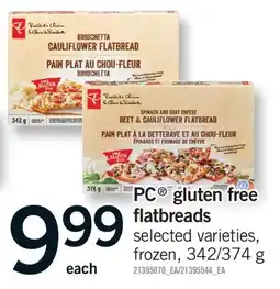Fortinos PC GLUTEN FREE FLATBREADS, 342/374 G offer