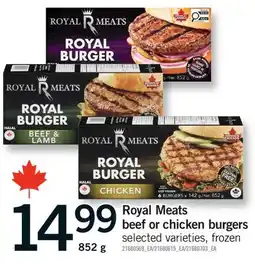 Fortinos ROYAL MEATS BEEF OR CHICKEN BURGERS offer