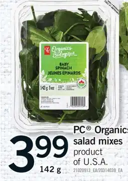Fortinos PC ORGANICS SALAD MIXES offer