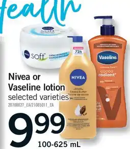 Fortinos NIVEA OR VASELINE LOTION offer