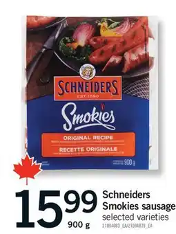Fortinos SCHNEIDERS SMOKIES SAUSAGE offer