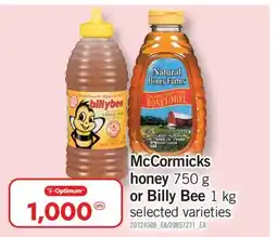 Fortinos MCCORMICKS HONEY, 750 G OR BILLY BEE, 1 KG offer