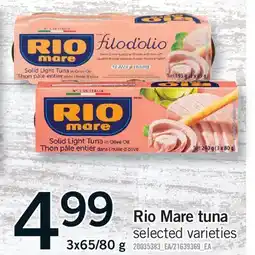 Fortinos RIO MARE TUNA, 3X65/80 G offer