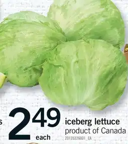 Fortinos ICEBERG LETTUCE offer