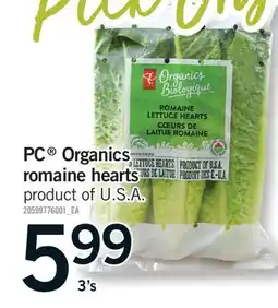 Fortinos PC ORGANICS ROMAINE HEARTS, 3'S offer