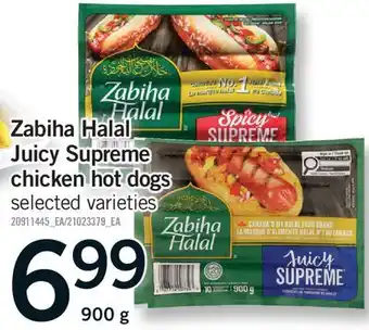 Fortinos ZABIHA HALAL JUICY SUPREME CHICKEN HOT DOGS offer