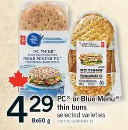 Fortinos PC OR BLUE MENU THIN BUNS offer