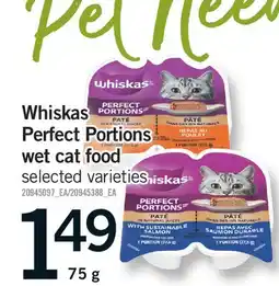 Fortinos WHISKAS PERFECT PORTIONS WET CAT FOOD offer