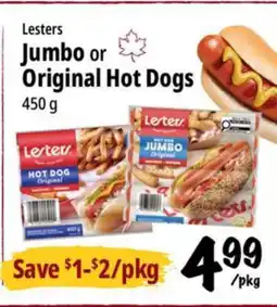 Farm Boy Lesters Jumbo or Original Hot Dogs offer