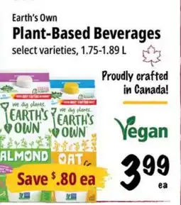 Farm Boy Earth's Own Plant-Based Beverages offer