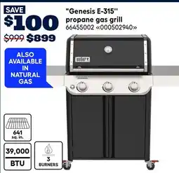 RONA Weber Genesis E-315'' propane gas grill offer