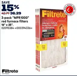 RONA Filtrete 3-pack MPR1000 red furnace filters 16 x 25 offer