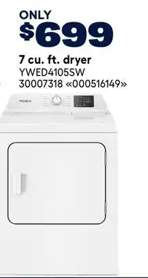 RONA Whirlpool 7 cu. ft. dryer offer