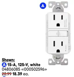 RONA EATON 15-A, 125-V, white receptacles offer