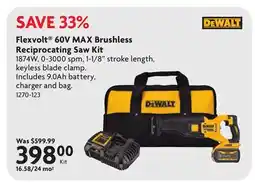 Home Hardware Flexvolt 60V MAX Brushless Reciprocating Saw Kit offer