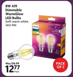 Home Hardware 8W A19 Dimmable WarmGlow LED Bulbs offer