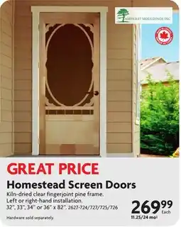 Home Hardware Homestead Screen Doors offer
