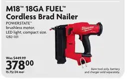 Home Hardware M18 18GA FUEL Cordless Brad Nailer offer
