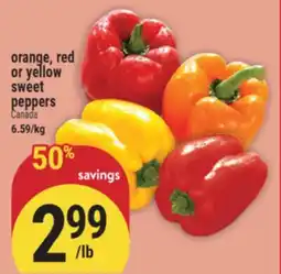 Marché Adonis Orange, red or yellow sweet peppers offer
