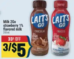 Marché Adonis Milk 2Go strawberry 1% flavored milk offer