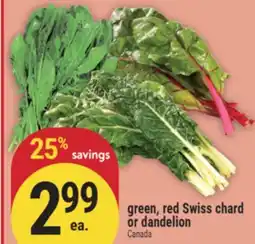 Marché Adonis Green, red Swiss chard or dandelion offer